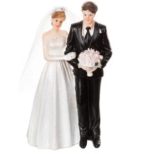 HOCHZEITSTORTE FIGUR PAAR MIT BLUMEN 7x4,5x13cm Tortenfigur Brautpaar NEUWARE - Bild 1 von 1
