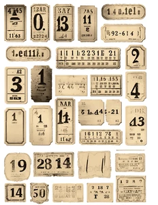 Vintage Numbers Card Toppers Collage Sheet Supplies Scrapbooks Junk Journal - Picture 1 of 1