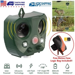 Solar Ultrasonic Pest Animal Repeller Cat Rodent Rat Squirrel Raccoon Control US - Picture 1 of 12