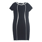 MARC CAIN Pencil Dress Black Short Sleeve Midi Womens UK 12