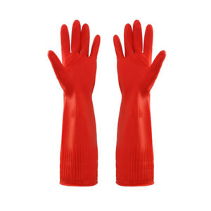  1 Pair Latex Dishwashing Gloves Innner Plush Cleaning Gloves Household Kitchen