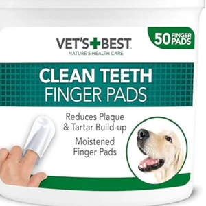 Vet's Best Dental Care Finger Wipes Reduce Plaque Freshens Breath Teeth Clean UK - Picture 1 of 6