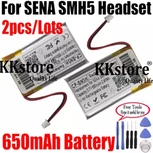2pcs/Lots 650mAh Battery For SENA SMH5 SMH-5-FM Motorcycle Bluetooth Headset - Picture 1 of 2