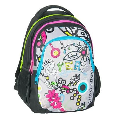 DAYPACK KINDER RUCKSACK 45 x 34 x 19 CM SCHWARZ BUNT LEICHT ERGONOMISCH SCHULE - Bild 1 von 4
