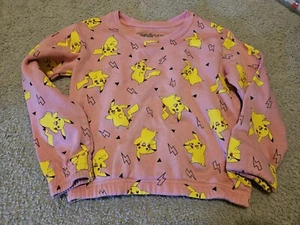 Official Pokemon Pikachu Pink Sweatshirt L (10/12) Used Condition Long Sleeve - Picture 1 of 11