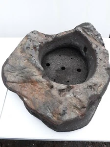 Bonsai pot stone planter rock succulent garden container flower natural art bowl - Picture 1 of 12