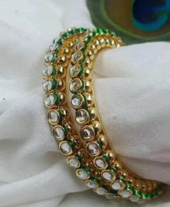 Brazalete Kundan Chapado en Oro Moda Novia Meenakri Colección Rajwadi Punjabi Kada - Imagen 1 de 4