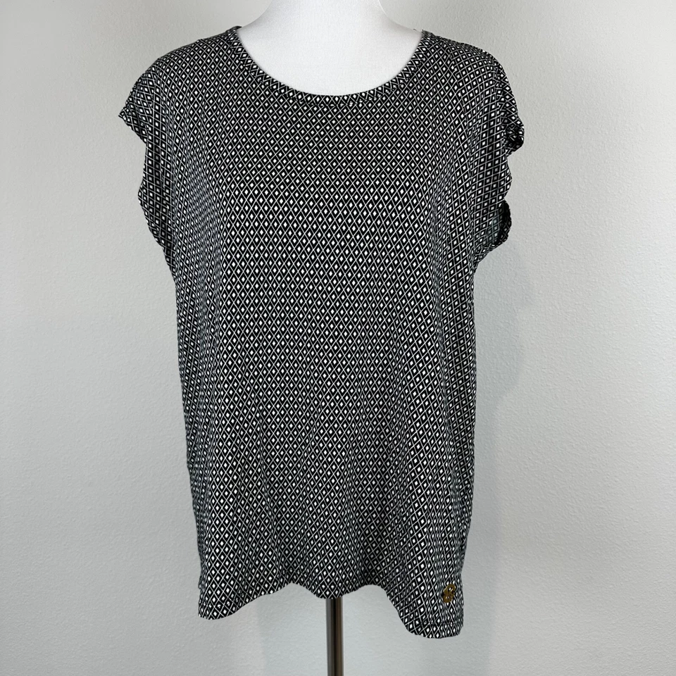 Blusa Michael Kors Feminina Plus Size 1X Malha Logotipo MK, Manga Curta - Imagem 1 de 4