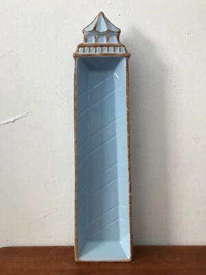 Coastline Imports Stoneware FISHY Blue Lighthouse Snack Cheese Serving Tray Dish - Image 1 of 4