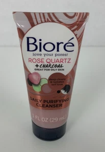 Biore Daily Purifying Cleanser Rose Quartz Charcoal 1 oz Travel Size Oily Skin - Picture 1 of 3
