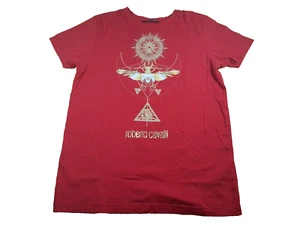 Roberto Cavalli T-Shirt Men Size L Red Center Logo Cotton 100% - Imagen 1 de 17