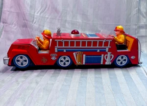 Vintage Battery Operated 16" Tin Fire Truck Japan Modern Toys Works* See Video - Picture 1 of 9