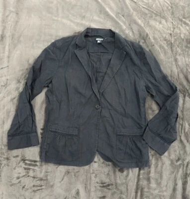 Blazer de linho DKNY gola entalhe manga longa botão único manga longa tamanho 8 - Imagem 1 de 4