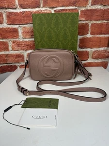 Authentic Gucci Soho Disco Crossbody Bag Boxed Rose Pink Pebbled leather Tassel - Picture 1 of 24