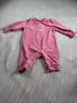 Juicy Couture Kids Velour One Piece Size 0-3 Months Pink Gold Heart Snap - Изображение 1 из 4