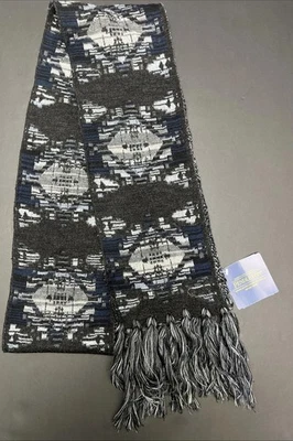 Pendleton 100% Merino Wool Aztec Scarf Mesquite Canyon Oxford Gray Blue 79”x 6” - Image 1 of 4