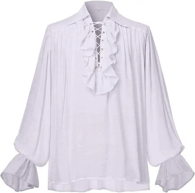 Camisa pirata renacentista hombre o mujer vampiro disfraz medieval algodón lino. Foto 1 de 4