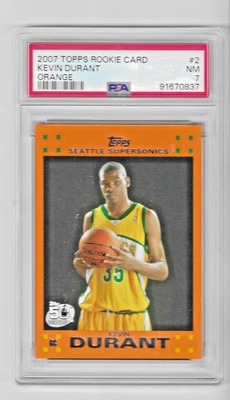 Tarjeta de novato Topps 2007 Kevin Durant naranja #2 clasificación PSA 7 casi nueva Foto 1 de 2