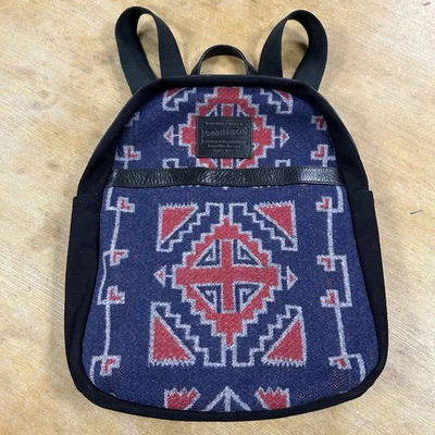 Pendleton Manta India Azul Rojo Patrón Azteca Lana Lona Mochila Negra Adulto Foto 1 de 4