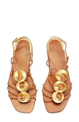 Женские кожаные сандалии Carmello Tory Burch с завязанными кристаллами штатив размер 8 новые с этикетками - Изображение 1 из 4