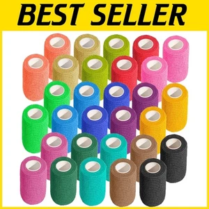 Assorted Color Cohesive Bandage Wrap - Self-Adhesive, 3 Inch x 5 Yards, 30 Pack - Picture 1 of 2