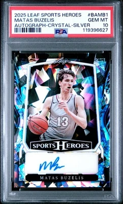 2025 LEAF 金属运动英雄 MATAS BUZELIS 水晶银色亲笔签名 #/35 PSA 10 — 第 1/2 张图片