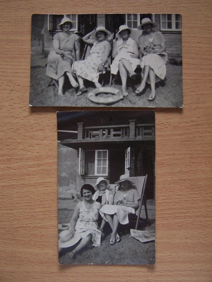 Women on Deckchairs 2 Vintage RP Postcards Claremont Photographers Lowestoft - Image 1 of 4