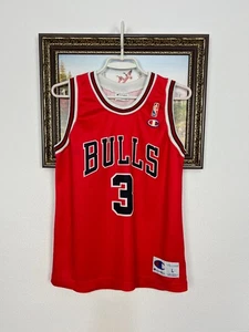 Vintage 90's Champion Chicago Bulls Chandler NBA Jersey Red Shirt Kids Size L - Picture 1 of 15