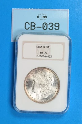 1882-S $1 MORGAN SILVER DOLLAR NGC MS64 TYPE COIN CB-039 - Image 1 of 2