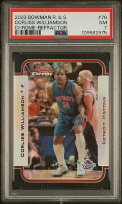 2003 BOWMAN ROOKIES & STARS CHROME-REFRACTOR CORLISS WILLIAMSON 129/300 PSA 7 - Image 1 of 2
