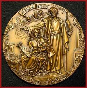 Religioso / Natividad de Jesús / Navidad / Ángeles / Fantástica Gran Medalla de Bronce M. 4a - Imagen 1 de 2