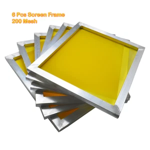 6PC Screen Printing Frame 12"x16" 200 Mesh Aluminum Yellow Pre-Stretched DIY Set - Picture 1 of 8
