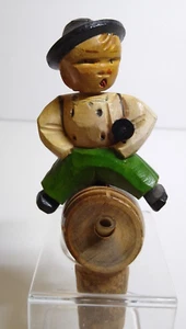 ANRI Mechanical Drink Pourer Bottle Stopper Wood Carved Puppet Pivot Head Italy - Picture 1 of 6
