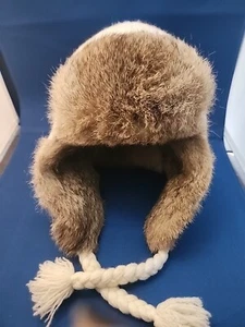 Mad Bomber Trapper Hat off/White Adult Size med Rabbit Fur Ear Flap - Picture 1 of 5