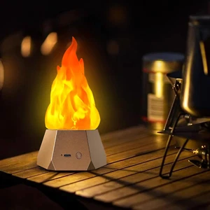 Fake Fire Lamp, USB Rechargeable Flameless Flickering Flame, 3-Mode LED Flame Li - Picture 1 of 11