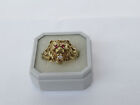 Piękny pierścionek z lwem Art Deco złoto 585 z 1x diamentami 0,08 karata i 2x rubinami