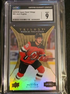 2019 20 Upper Deck Trilogy Rookie #927/999 Jack Hughes New Jersey Devils CGC 9 - Picture 1 of 2