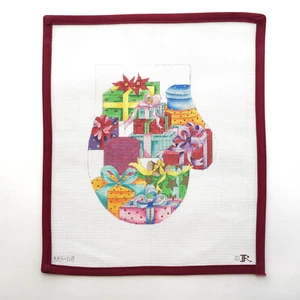 RENAISSANCE DESIGNS Handpainted Needlepoint Canvas Large Mitten Gift Box 18 Mesh - Picture 1 of 4