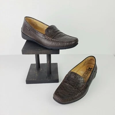 Mocasín Mephisto Cool Air para mujer marrón cuero en relieve tacón cómodo centavo talla 9 Foto 1 de 4