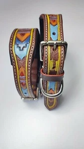 Shwaan Genuine Leather Dog Collar|Padded |Rainbow Color|Long Life Dog Collar - Picture 1 of 8