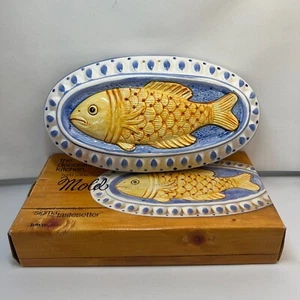 Molde de pescado pintado a mano Tasteetter Sigma decoración de pared azul amarillo blanco caja de Japón - Imagen 1 de 17