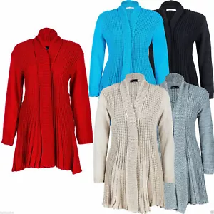 Neu Damen Frauen Mädchen Übergröße Strick Wasserfall Boyfriend lange Strickjacke 8-26 - Bild 1 von 18