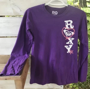 Vtg Roxy Girl's Sz XL (14-16) 32" Bust Purple Knit Shirt Top L/S Cotton Mexico - Picture 1 of 7