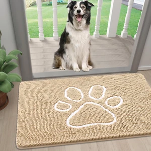 Dog Door Mat for Muddy Paws, Absorbent Dirt Trapper Non-Slip Washable Mat, Quick - Picture 1 of 11
