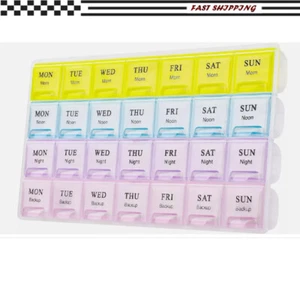 Extra Large Weekly Pill Organizer For Vitamins 2 Times A Day Medicine Cases Boxs - Picture 1 of 7