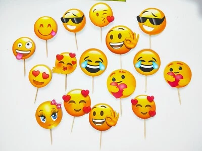 12 selecciones de magdalenas cara sonriente niños decoración de fiesta de cumpleaños adornos para magdalenas Foto 1 de 3