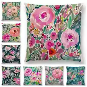 New Design Watercolor Floral Style Prints Cushion Cover Sofa Throw Pillowcase - Picture 1 of 49