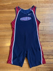 VINTAGE Nike USA Olympic Team Track & Field Unisuit Singlet Men’s XL Blue 90s - Picture 1 of 10