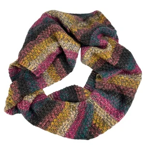 Michael Stars Knit Infinity Scarf Multicolor Striped Heavyweight Wide Soft Fuzzy - Picture 1 of 7