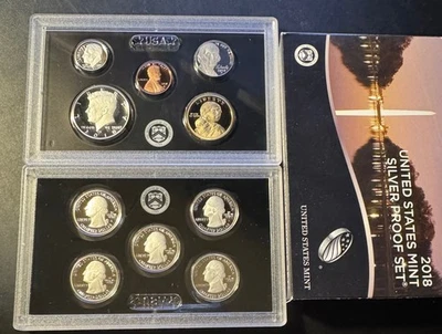 2018 S US Mint Silver Proof Set with COA & Box 10 Coins - Image 1 of 2